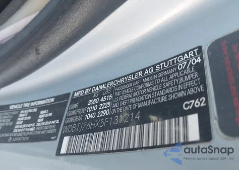 2005 Mercedes-Benz Clk 55 Amg из США, поврежденный, VIN WDBTJ76HX5F131214